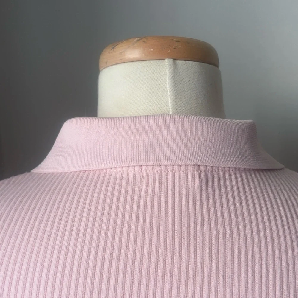Pink Ribbed Button-Front Long Sleeve Top - Picture 5 of 5